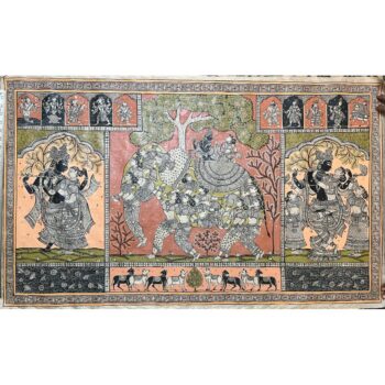 The Stunning Lord Krishna and Ratha on Kandarpa Hasti Pattachitra Painting